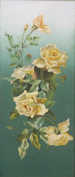 Early 20th Century English Floral Still Life -- Cascading Yellow Tea Roses
