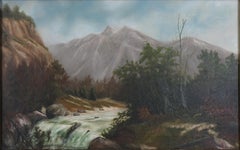 Début du 20e siècle Paysage de montagnes et de cours d'eau de la Sierra, signé