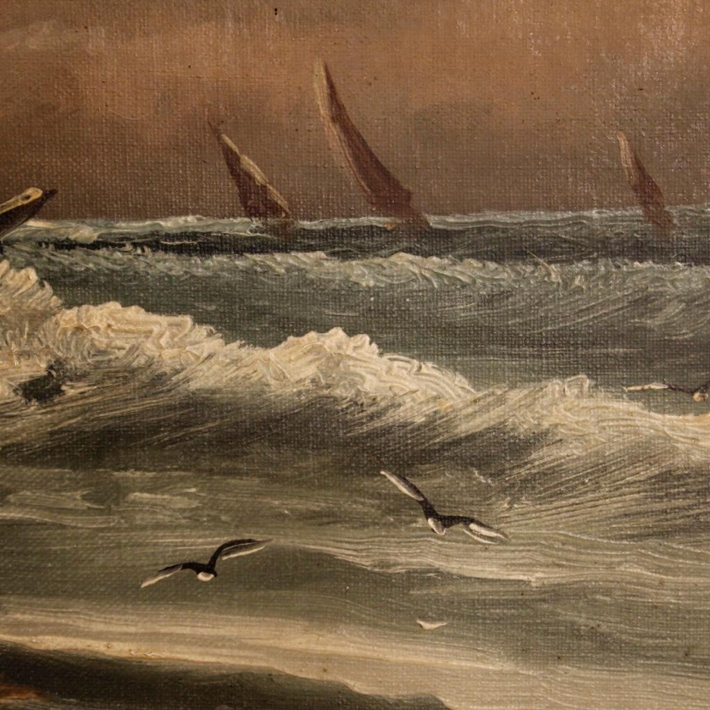 L. Henry 19th Century Oil on Canvas French Seascape Painting, 1880 4