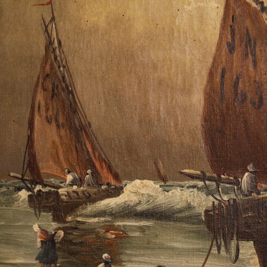 Ölgemälde auf Leinwand, Französische Meereslandschaft, L. Henry, 19. Jahrhundert, 1880 2