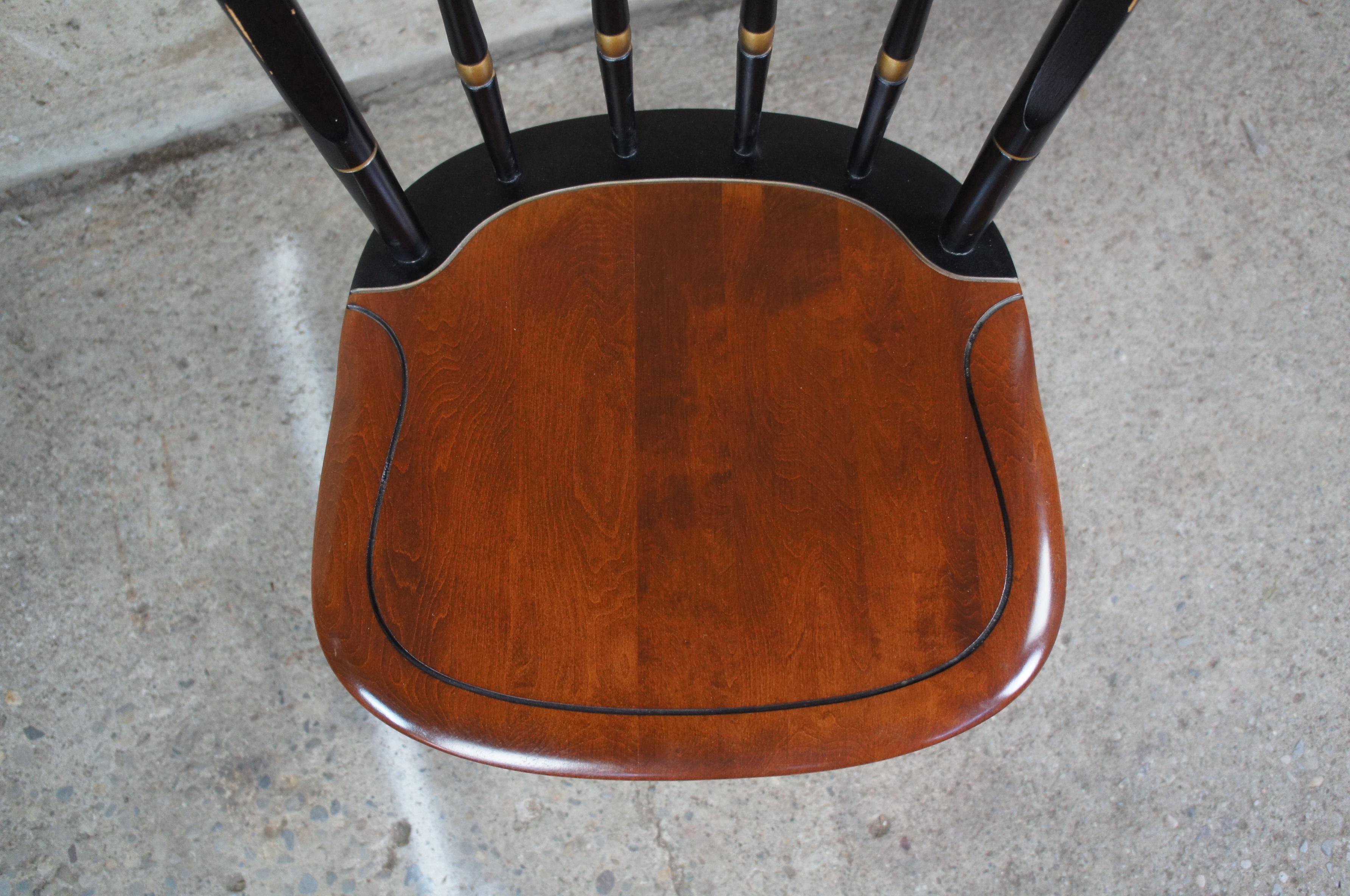 L Hitchcock Black Harvest Stenciled Thumb Back Maple Ebonized Windsor Side Chair 1