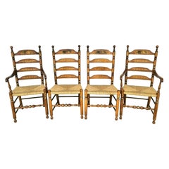 L Hitchcock Sillas de Comedor con Respaldo Escalera Cosecha, Juego de 4
