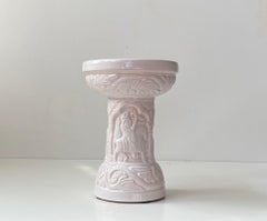 L. Hjorth Baptismal Font Candle Holder in White Glazed Terracotta, Danish 1950s