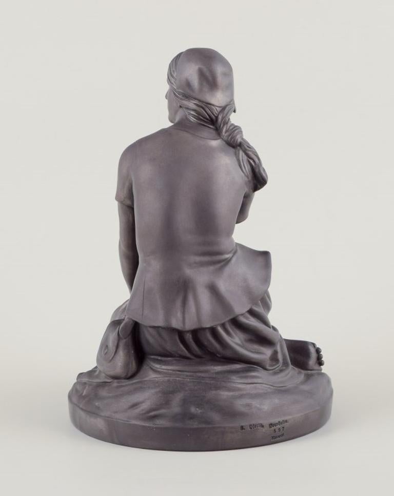 L. Hjorth, Bornholm.  Figura de Juana de Arco en terracota negra. en venta 1