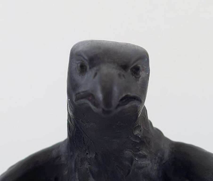 L. Hjorth, Bornholm, Terracotta Sculpture of Bird of Prey, Model Number 555 In Excellent Condition In Copenhagen, DK
