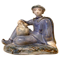 L. Hjorth Ceramic Sculpture of a Boy in Blue
