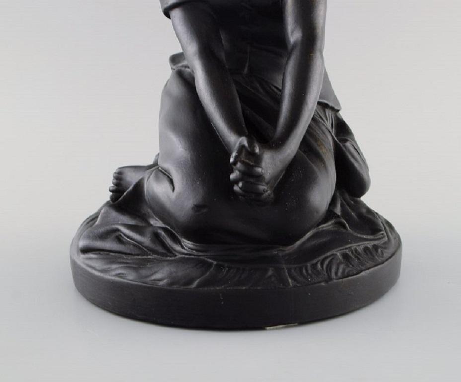 Glazed L. Hjorth, Denmark, Figure in Black Terracotta, Jeanne d'Arc
