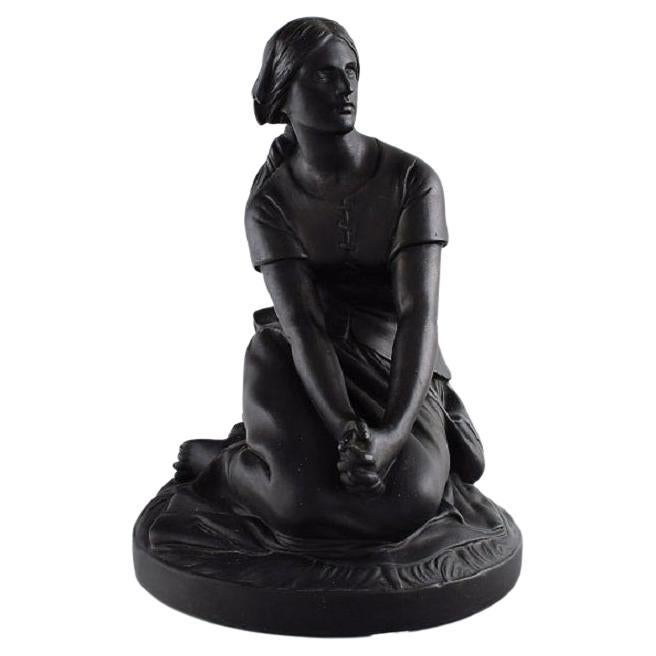 L. Hjorth, Denmark, Figure in Black Terracotta, Jeanne d'Arc