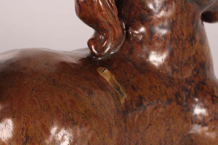 Glazed Huge L. Hjorth Horse Figurine by Gertrud Kudielka Danish Midcentury Ceramic For Sale