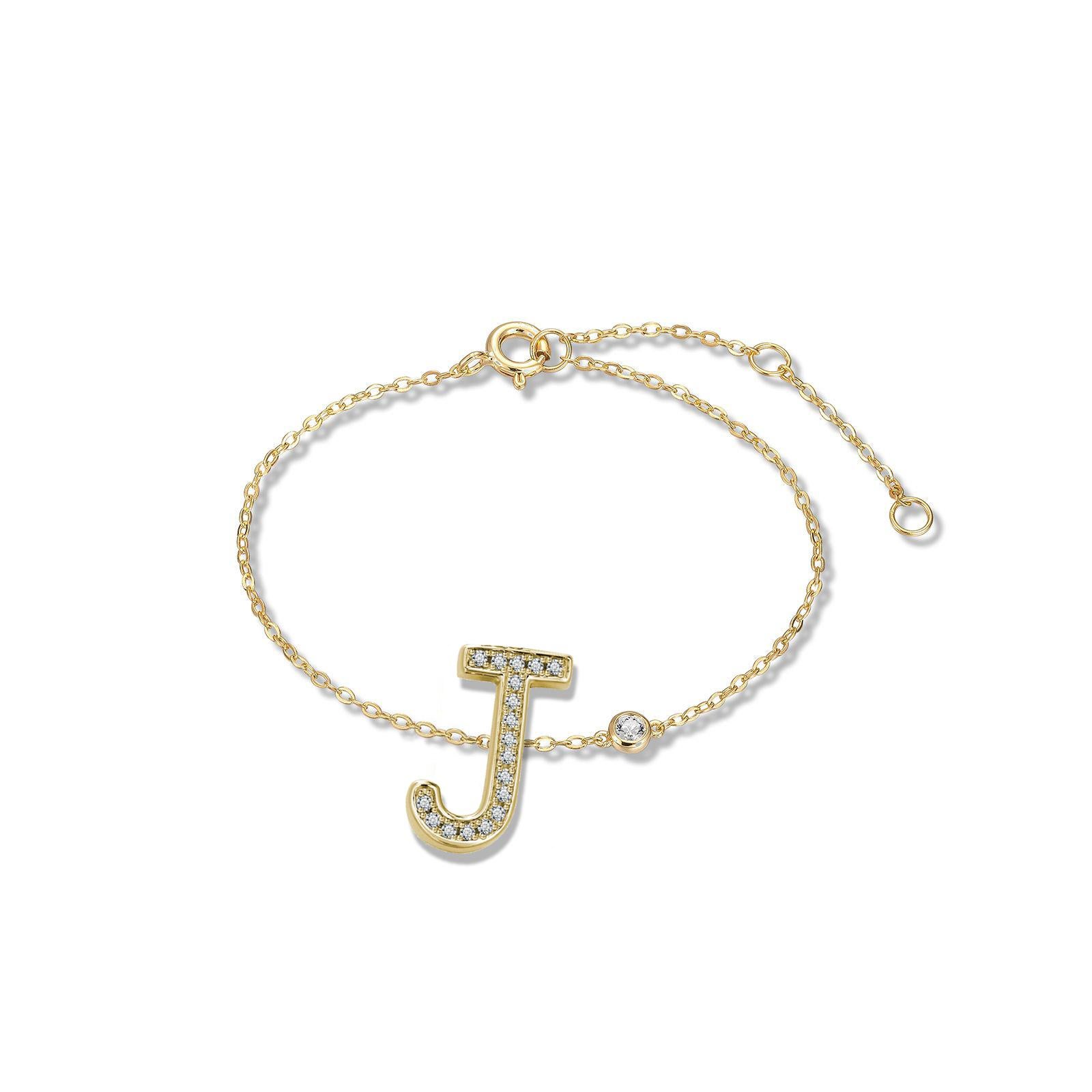 Modern L Initial Bezel Chain Bracelet For Sale