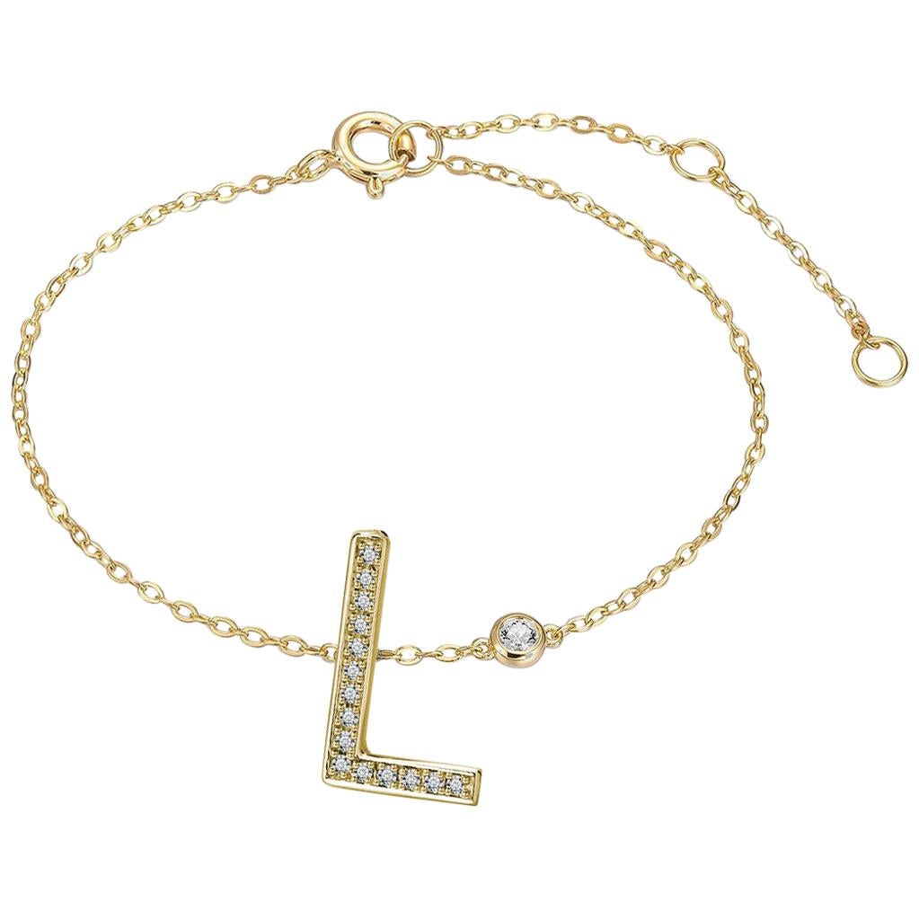 L Initial Bezel Chain Bracelet For Sale