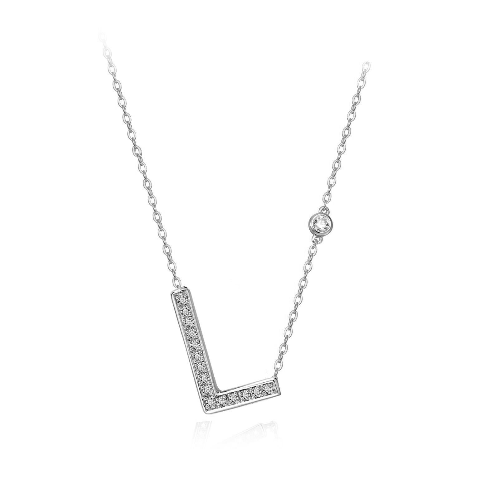 Modern L Initial Bezel Chain Necklace For Sale