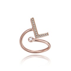 L-Initial Bezel Wire Ring