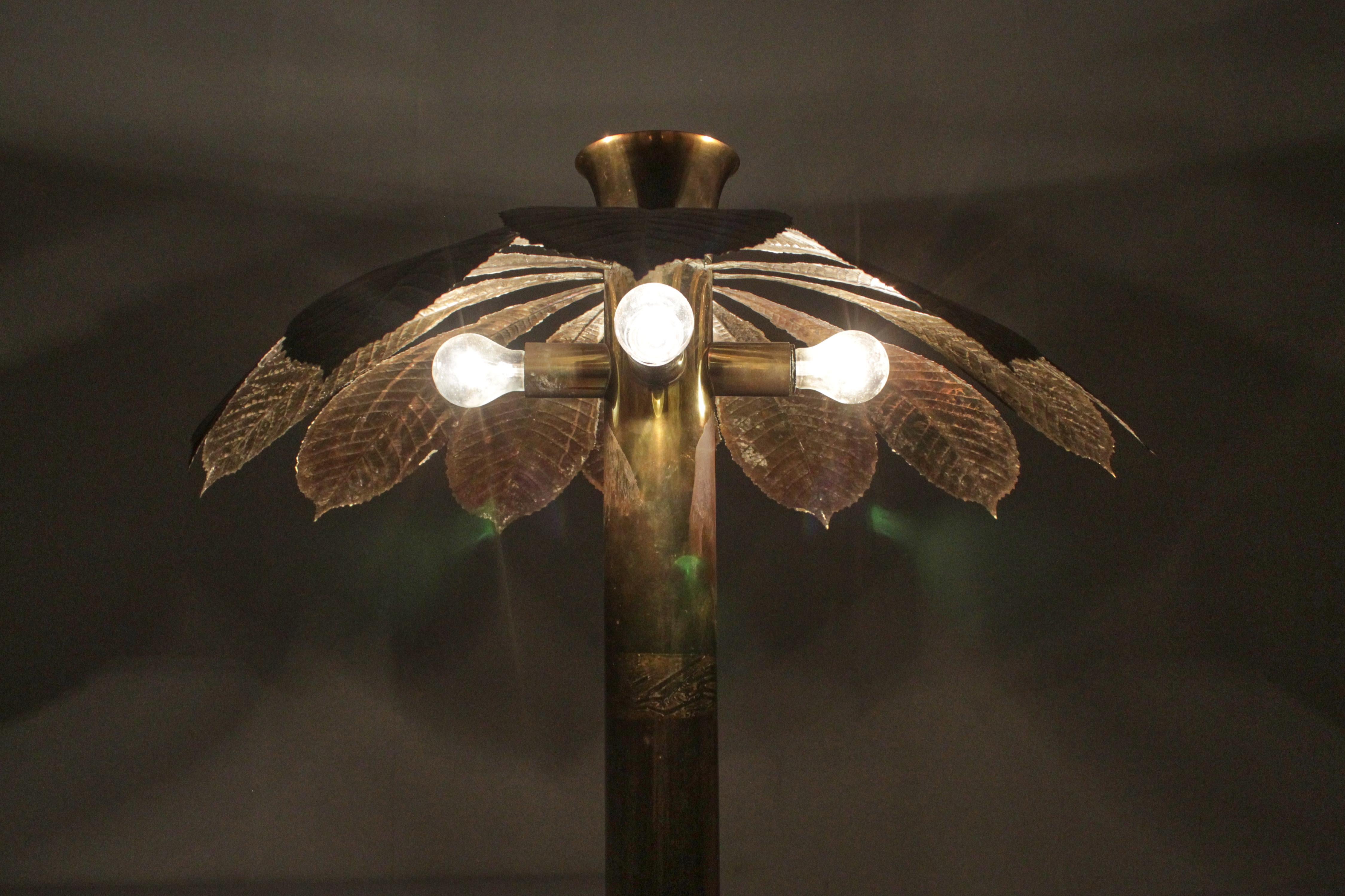 Lampe „L' Ippocastano“ aus Messing von C. Giorgi für Bottega Gadda, Tischlampe aus Messing, 70er Jahre, Italien 11
