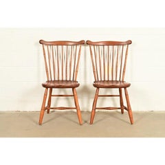 L. & J. G. Stickley American Colonial Solid Cherry Wood Side Chairs, Pair
