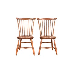 L. & J. G. Stickley American Colonial Solid Cherry Wood Side Chairs, Pair