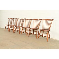 L. & J. G. Stickley American Colonial Solid Cherry Wood Windsor Dining Chairs