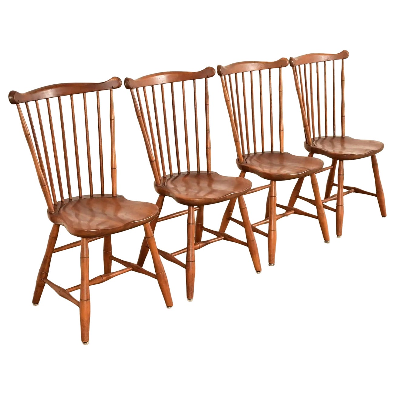 L. & J. G. Stickley American Colonial Solid Cherry Wood Windsor Dining Chairs