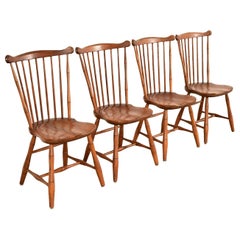 L. & J. G. Stickley American Colonial Solid Cherry Wood Windsor Dining Chairs