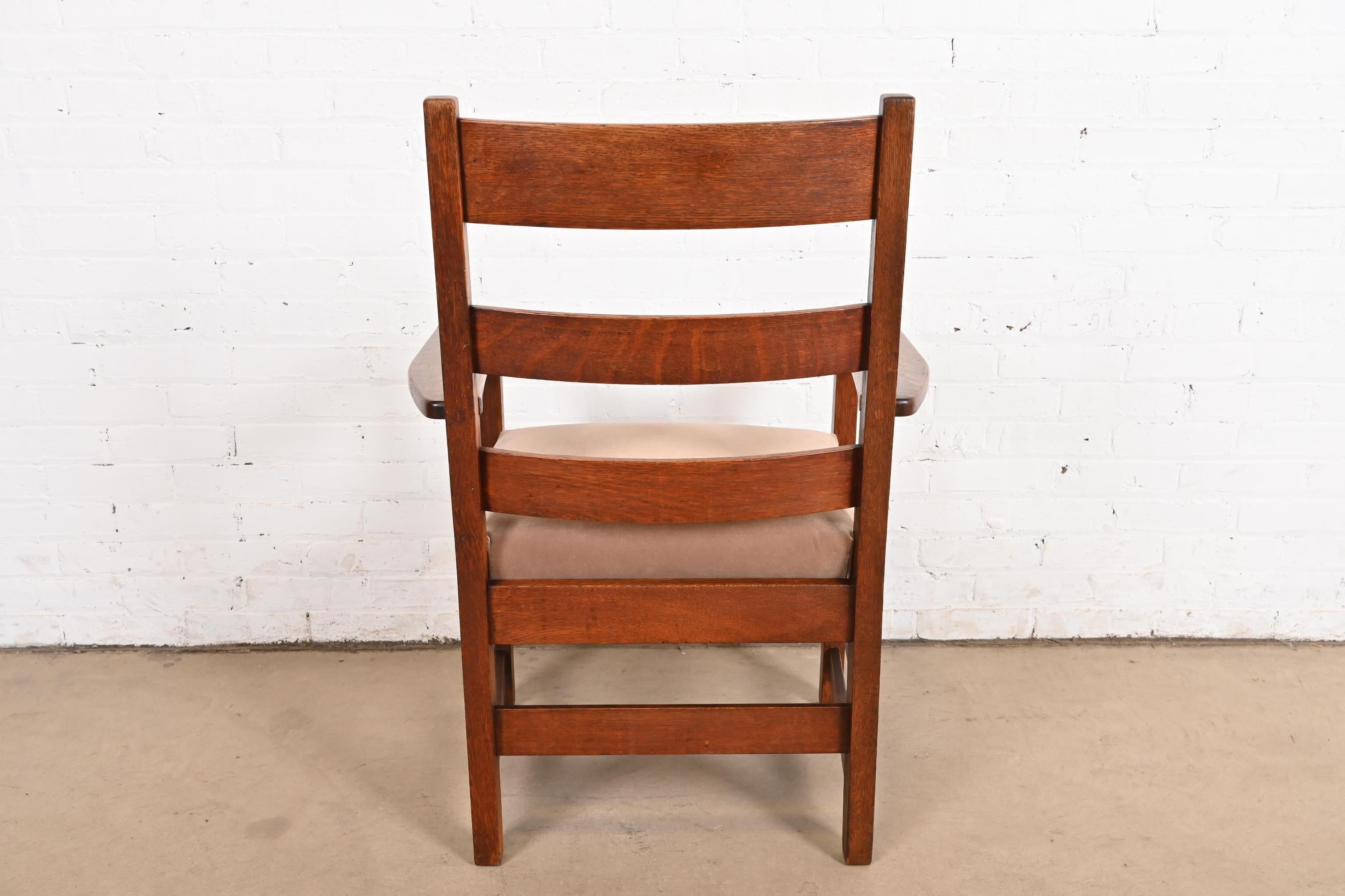 L. & J. G. Stickley Antiker Arts & Crafts-Sessel aus Eichenholz im Missionsstil, um 1900 im Angebot 3