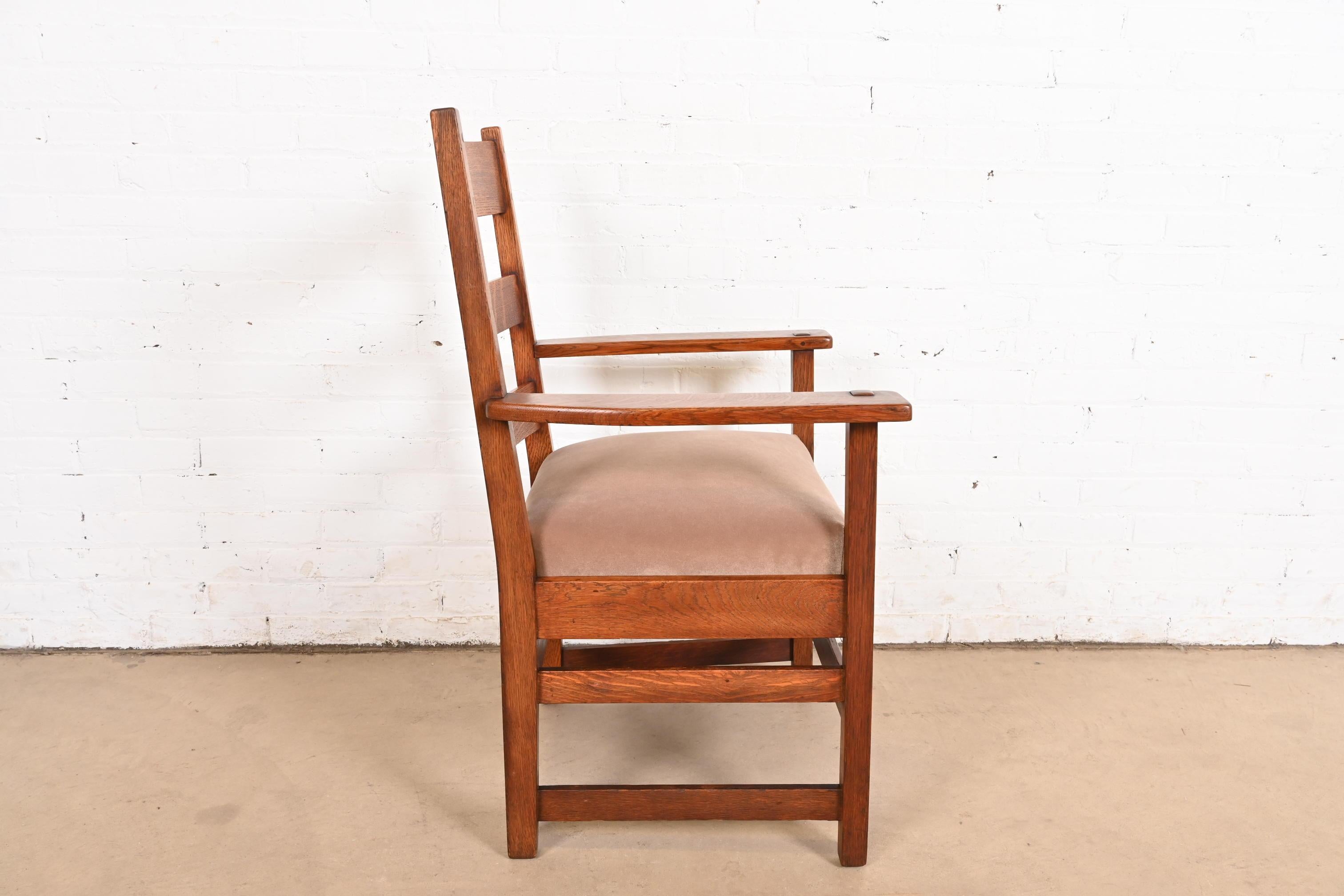 L. & J. G. Stickley Antiker Arts & Crafts-Sessel aus Eichenholz im Missionsstil, um 1900 im Angebot 2