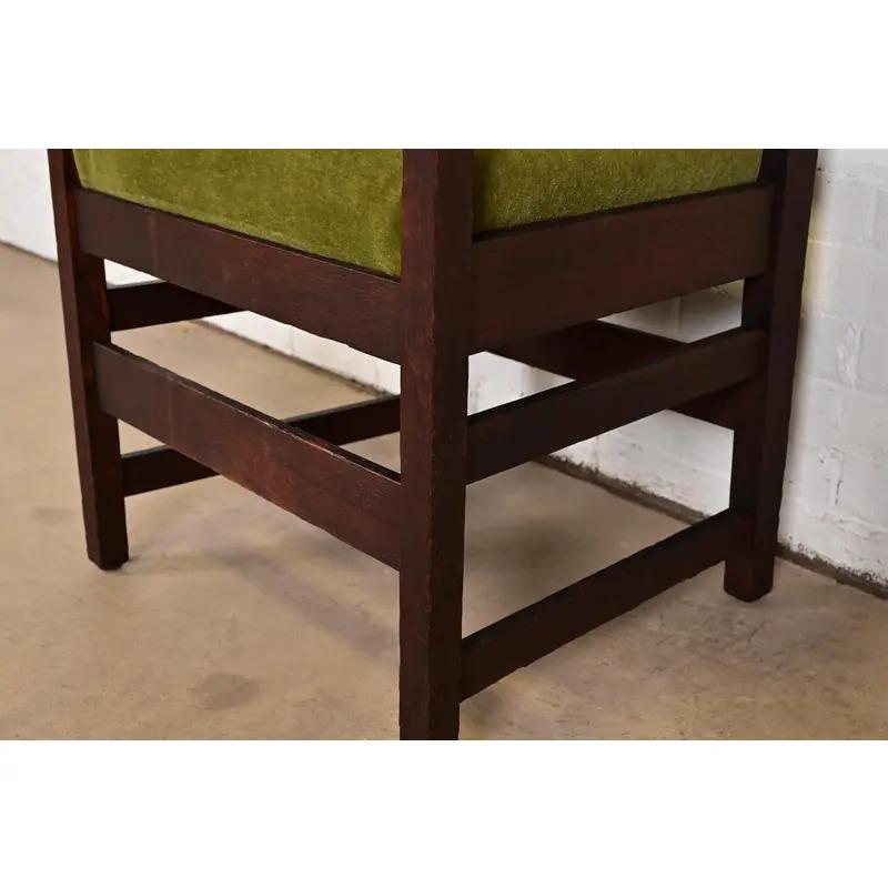 L. & J. G. Stickley Antiker Arts & Crafts-Sessel aus Eichenholz im Missionsstil, um 1910 im Angebot 3