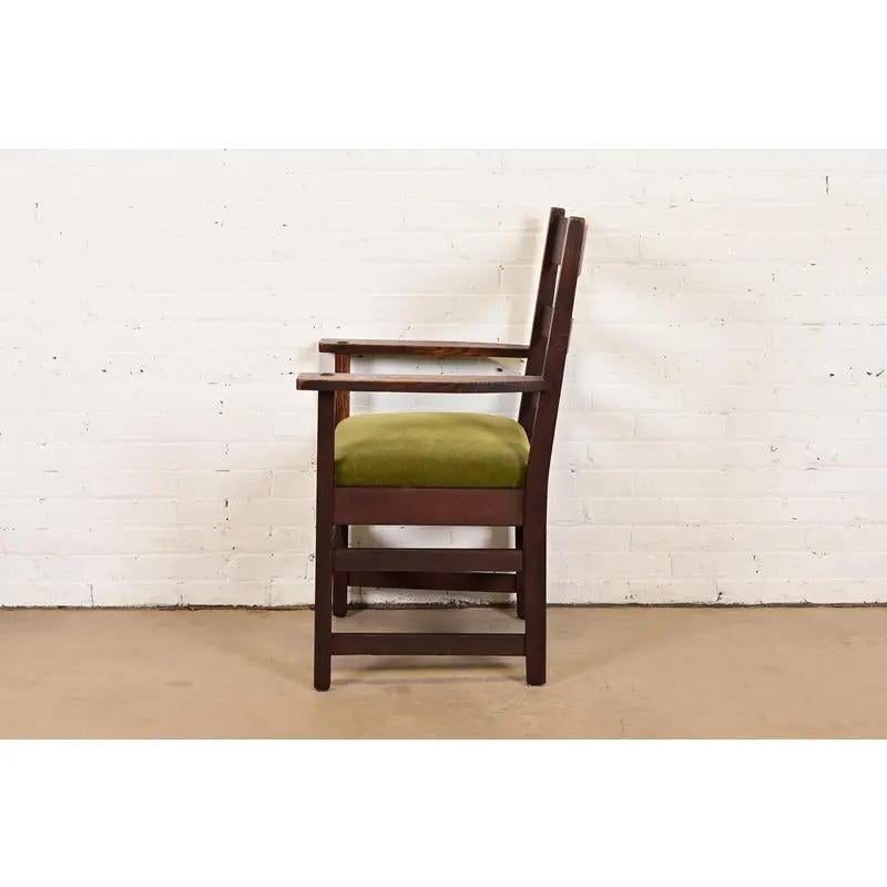 L. & J. G. Stickley Antiker Arts & Crafts-Sessel aus Eichenholz im Missionsstil, um 1910 im Angebot 4