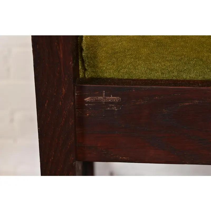 L. & J. G. Stickley Antiker Arts & Crafts-Sessel aus Eichenholz im Missionsstil, um 1910 im Angebot 6