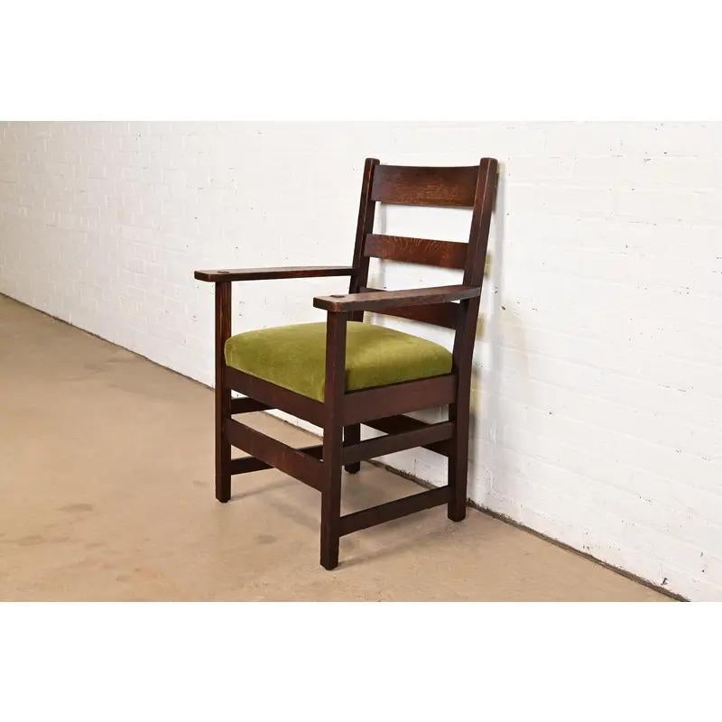 L. & J. G. Stickley Antiker Arts & Crafts-Sessel aus Eichenholz im Missionsstil, um 1910 (amerikanisch) im Angebot