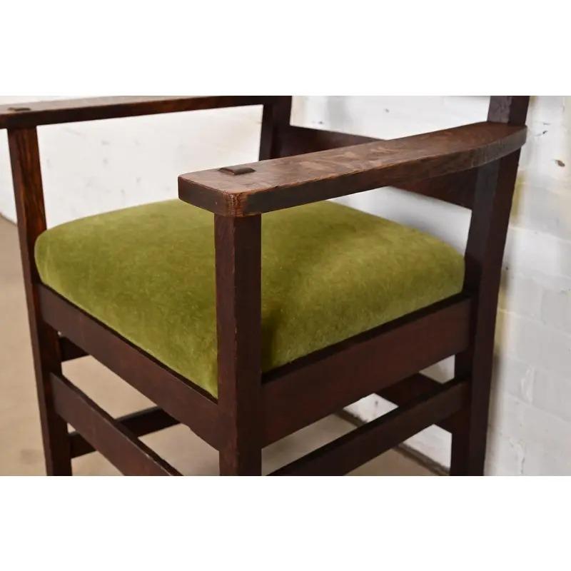 L. & J. G. Stickley Antiker Arts & Crafts-Sessel aus Eichenholz im Missionsstil, um 1910 im Angebot 2