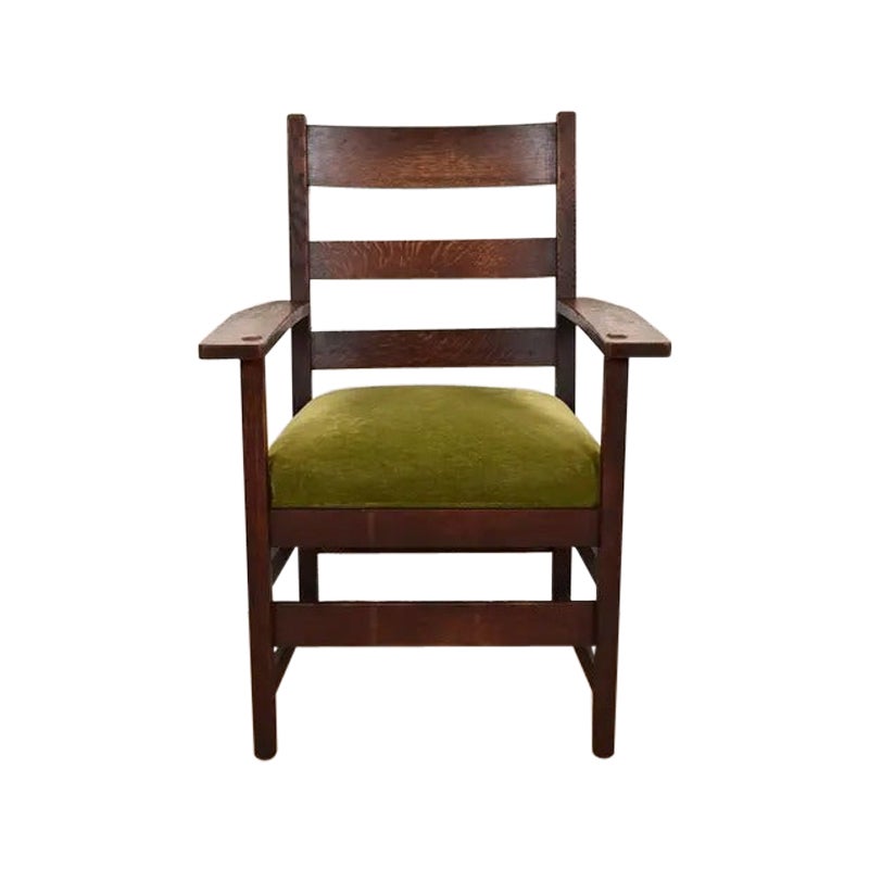 L.
J. G. Stickley Antiker Arts
Crafts-Sessel aus Eichenholz im Missionsstil, um 1910
