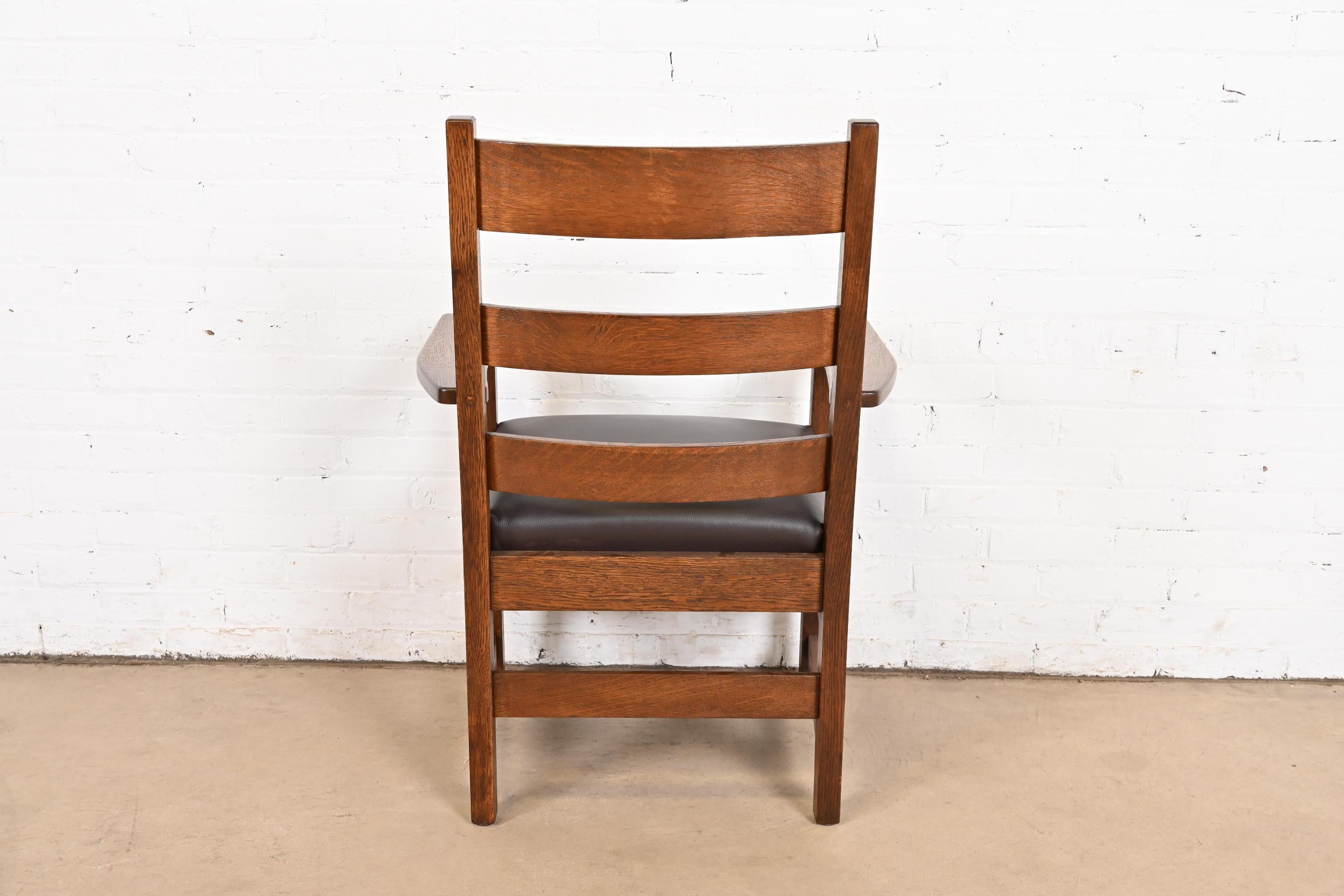 L. & J. G. Stickley Antique Mission Oak Arts & Crafts Armchair, Newly Restored For Sale 3
