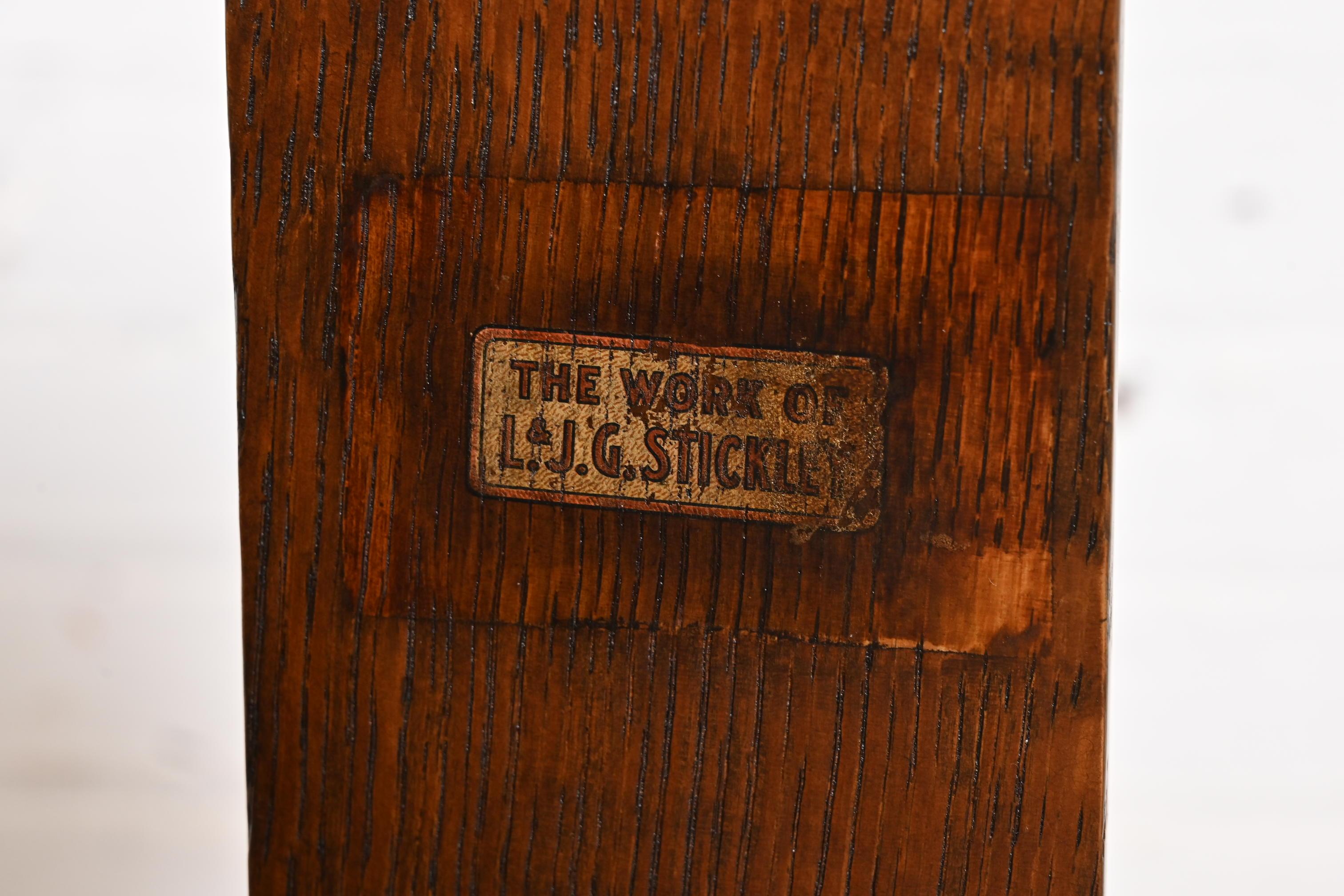 L. & J. G. Stickley Antique Mission Oak Arts & Crafts Armchair, Newly Restored For Sale 4