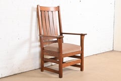 L. & J. G. Stickley Antique Mission Oak Arts & Crafts Armchair or Club Chair
