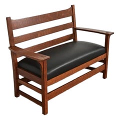 L. & J. G. Stickley Antique Mission Oak Arts & Crafts Bench, Circa 1910