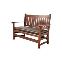 L. & J. G. Stickley Antique Mission Oak Arts & Crafts Bench, Circa 1910