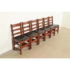 L. & J. G. Stickley Antique Mission Oak Arts & Crafts Dining Chairs, Set of Six