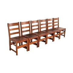 L. & J. G. Stickley Antique Mission Oak Arts & Crafts Dining Chairs  Set of Six