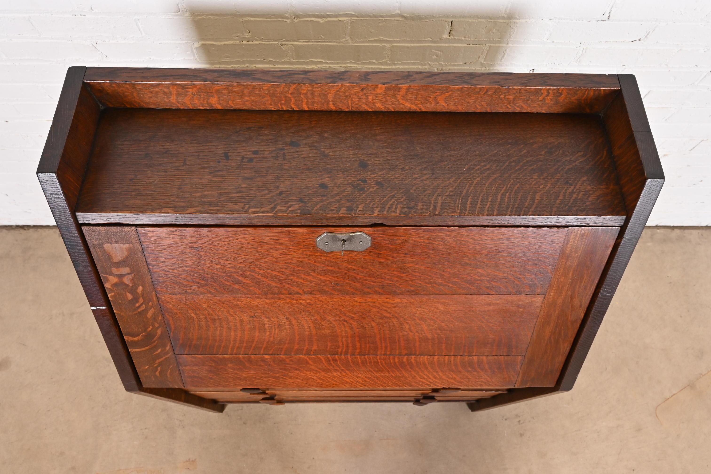 L. & J. G. Stickley Antique Mission Oak Arts & Crafts Drop Front Secretary Desk 4