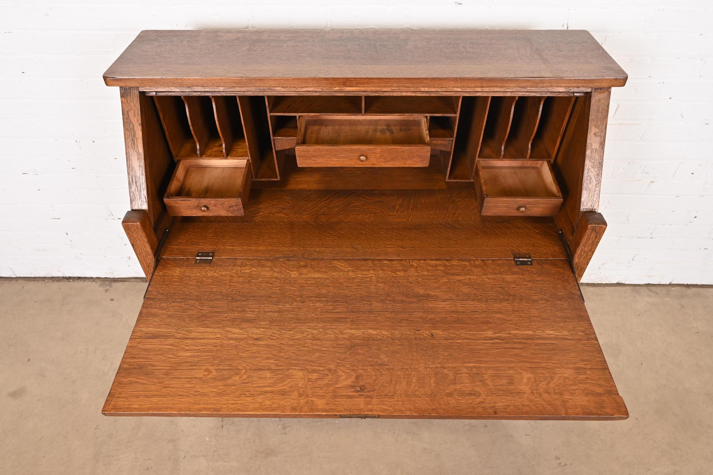L. & J. G. Stickley Antique Mission Oak Arts & Crafts Drop Front Secretary Desk 4