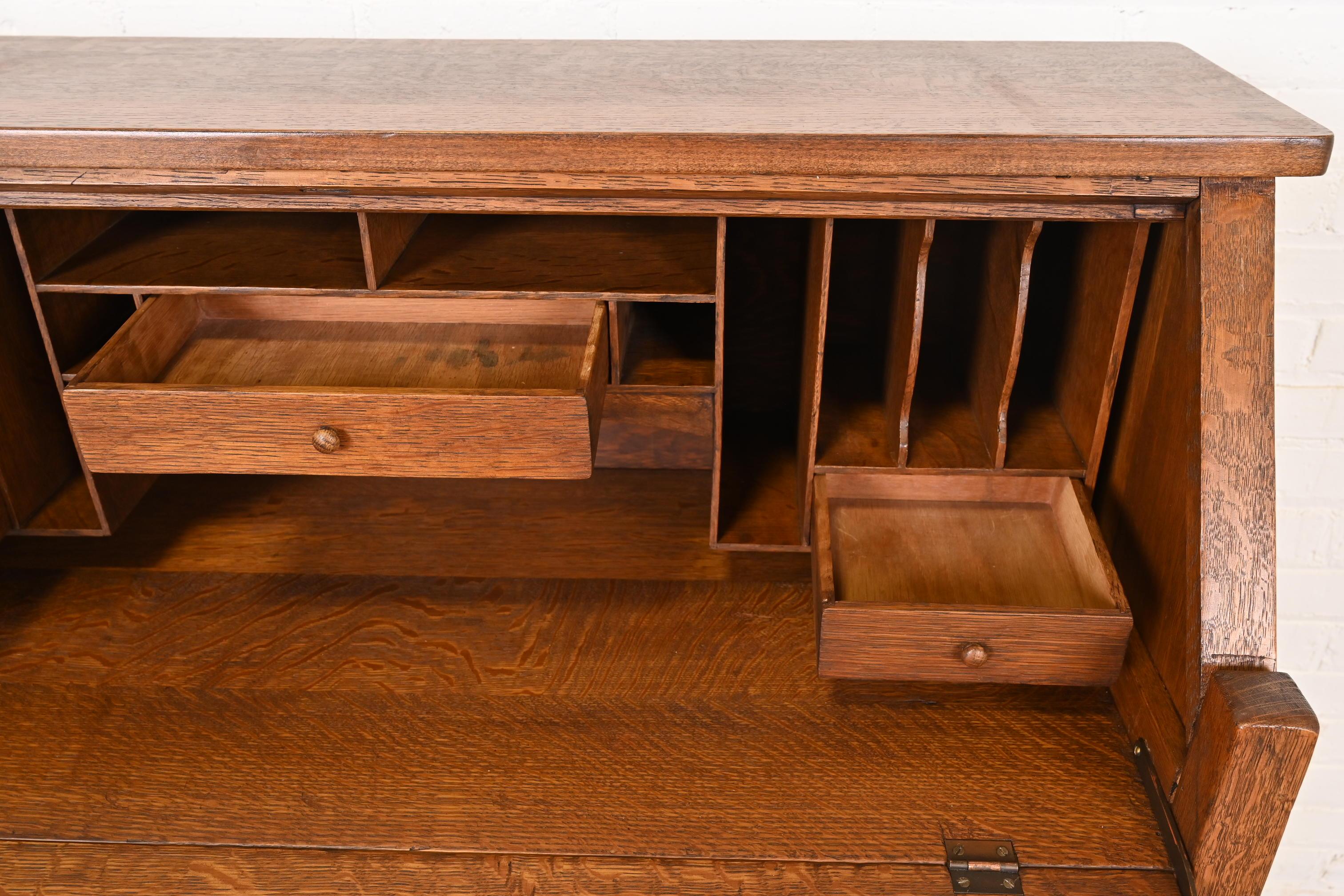 L. & J. G. Stickley Antique Mission Oak Arts & Crafts Drop Front Secretary Desk 5