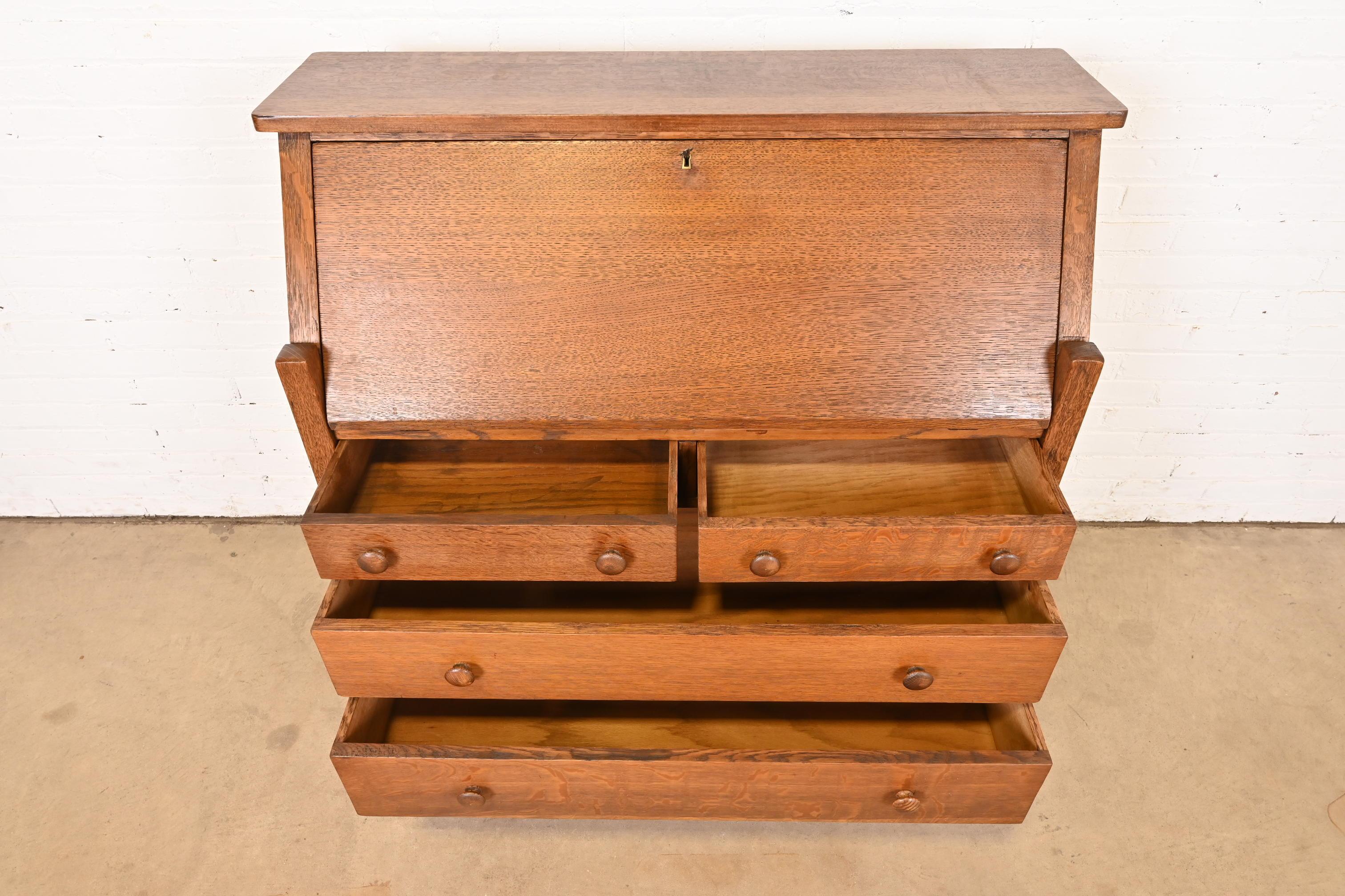 L. & J. G. Stickley Antique Mission Oak Arts & Crafts Drop Front Secretary Desk 6