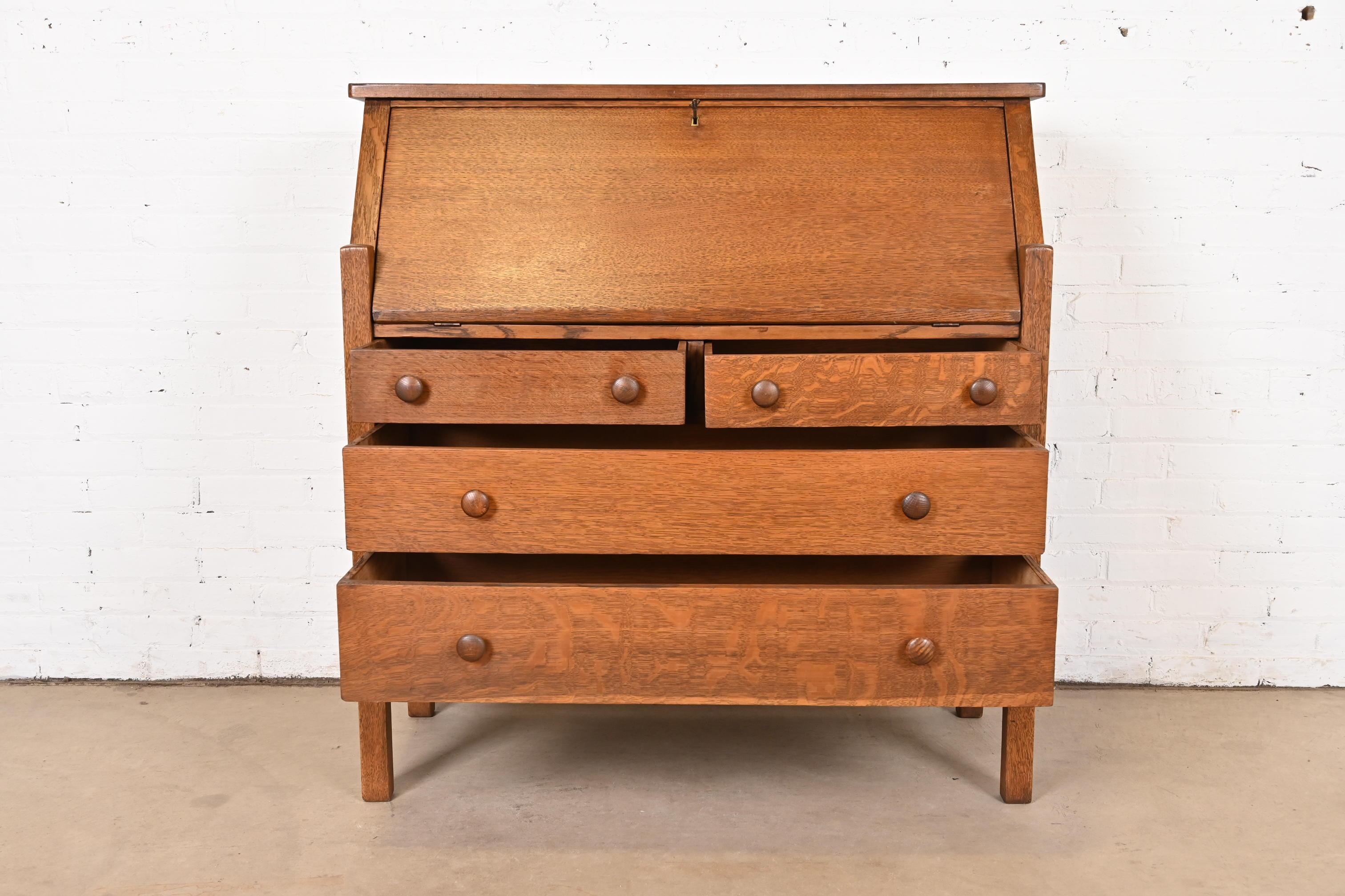L. & J. G. Stickley Antique Mission Oak Arts & Crafts Drop Front Secretary Desk 7