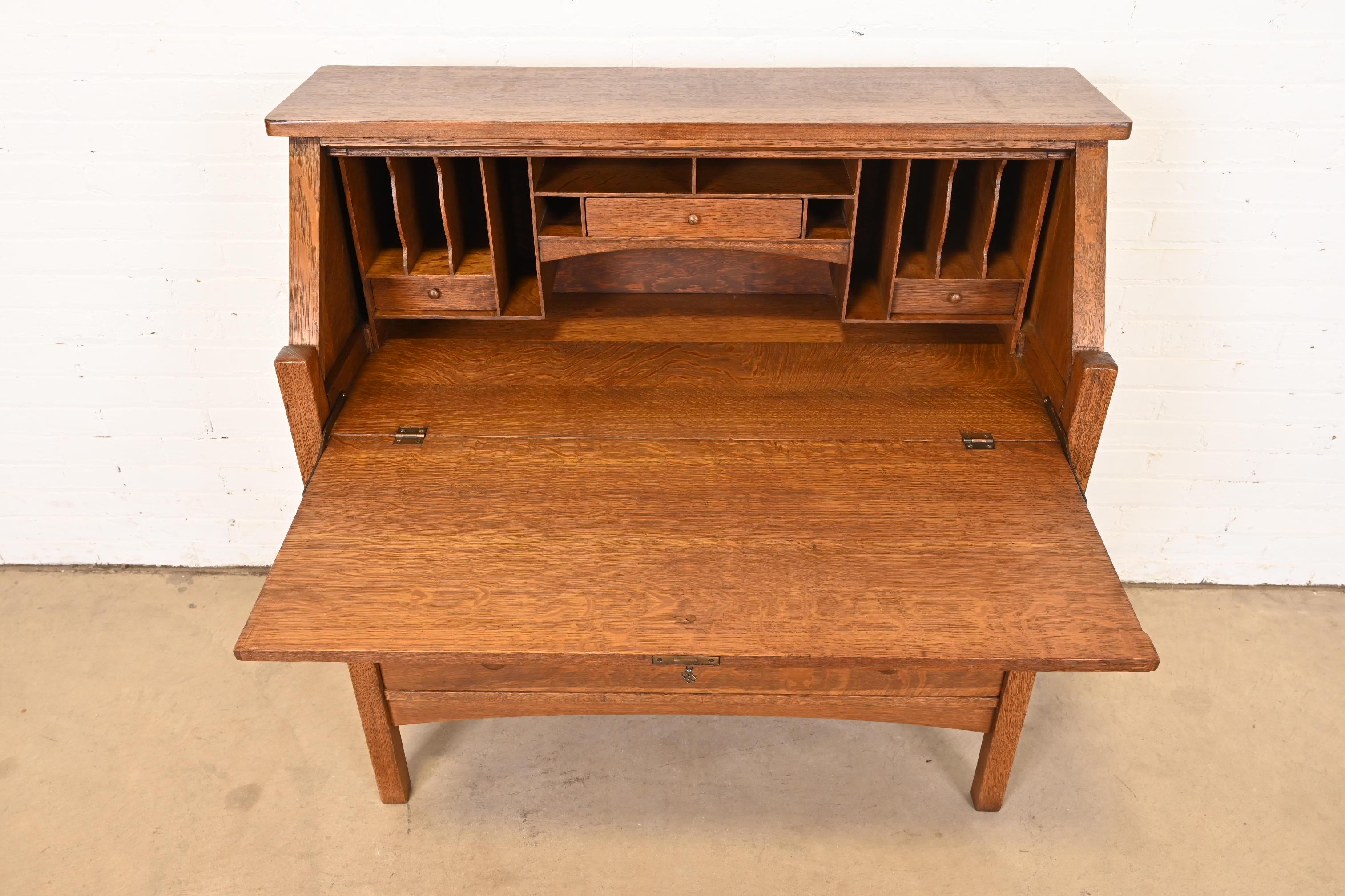 L. & J. G. Stickley Antique Mission Oak Arts & Crafts Drop Front Secretary Desk 2