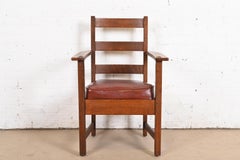 L. & J. G. Stickley Antique Mission Oak Arts & Crafts Ladder Back Armchair