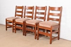 L. & J. G. Stickley Antique Mission Oak Arts & Crafts Ladder Back Dining Chairs