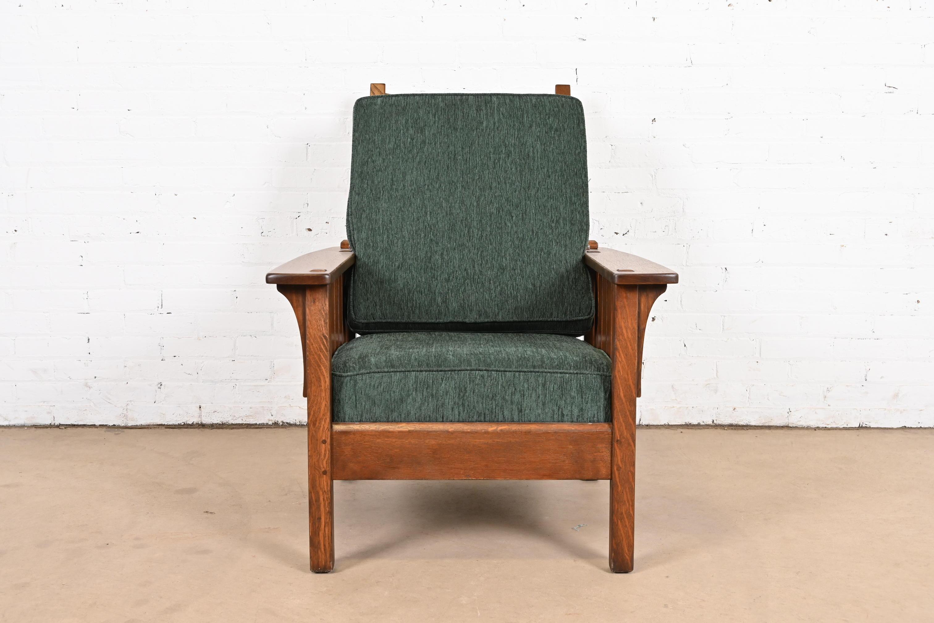 L. & J. G. Stickley Antiker Missions-Loungesessel aus Eichenholz im Arts and Crafts-Stil im Zustand „Gut“ im Angebot in South Bend, IN