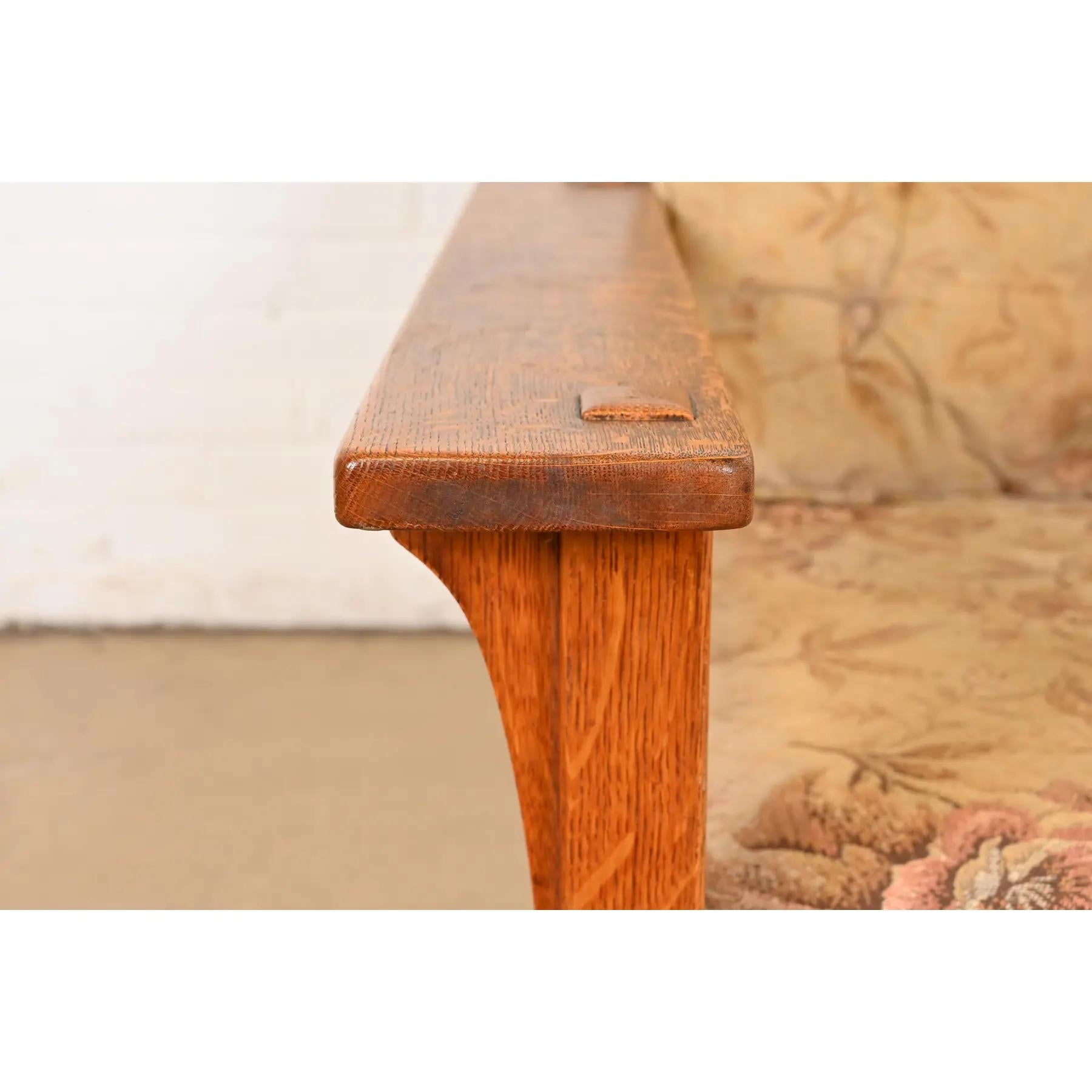 Upholstery L. & J. G. Stickley Antique Mission Oak Arts & Crafts Reclining Lounge Chair For Sale
