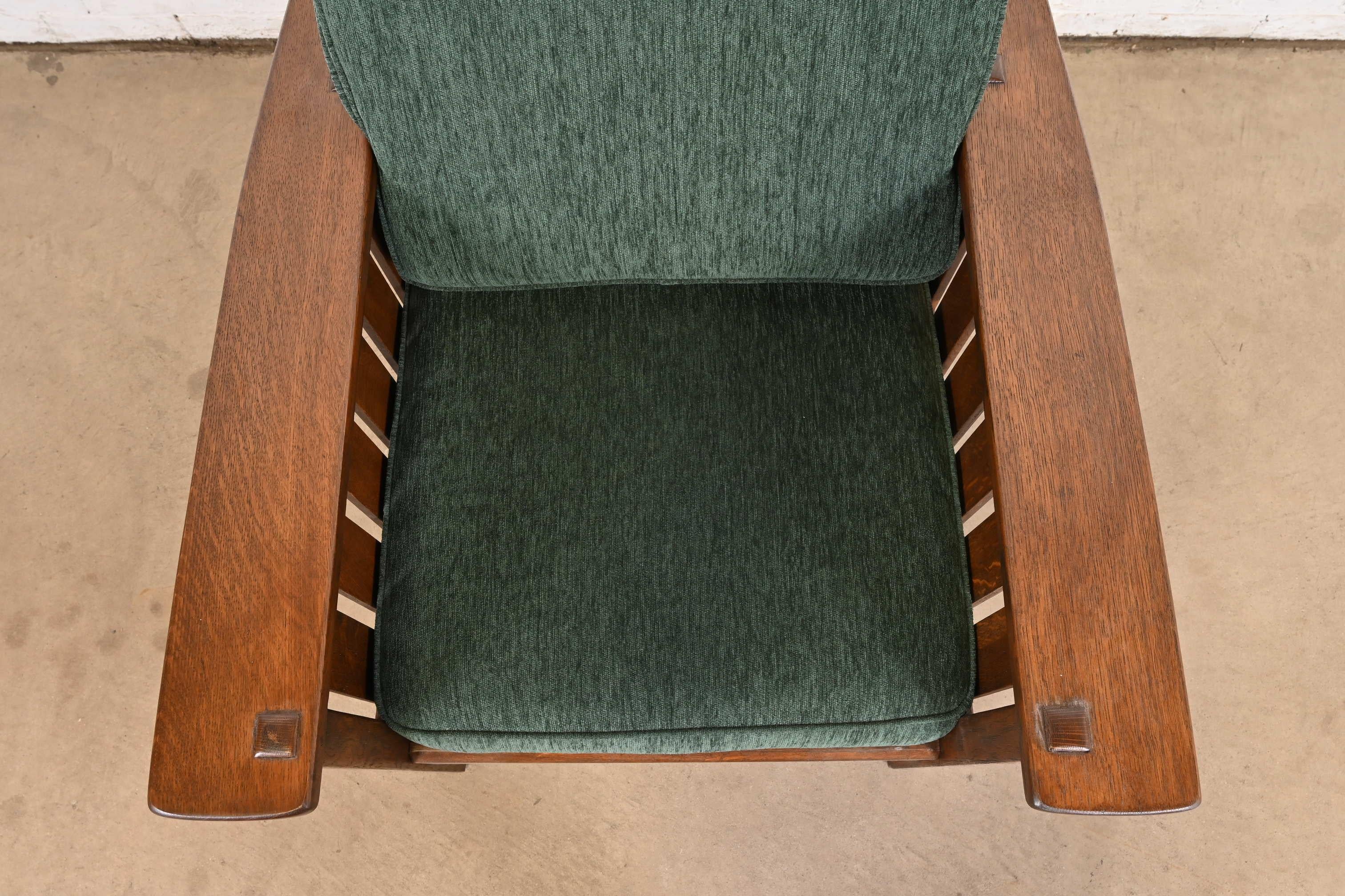L. & J. G. Stickley Antiker Missions-Loungesessel aus Eichenholz im Arts and Crafts-Stil im Angebot 2