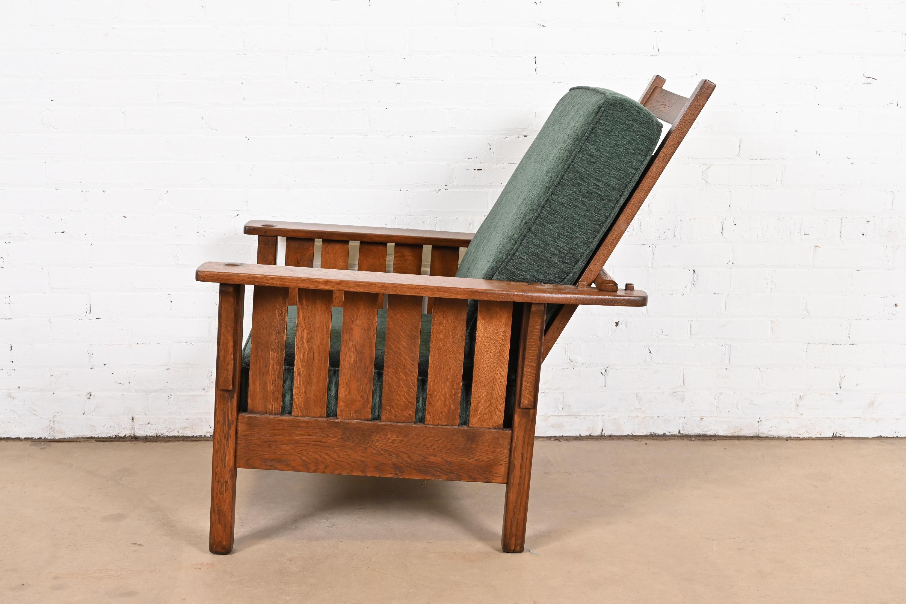 L. & J. G. Stickley Antiker Missions-Loungesessel aus Eichenholz im Arts and Crafts-Stil im Angebot 3